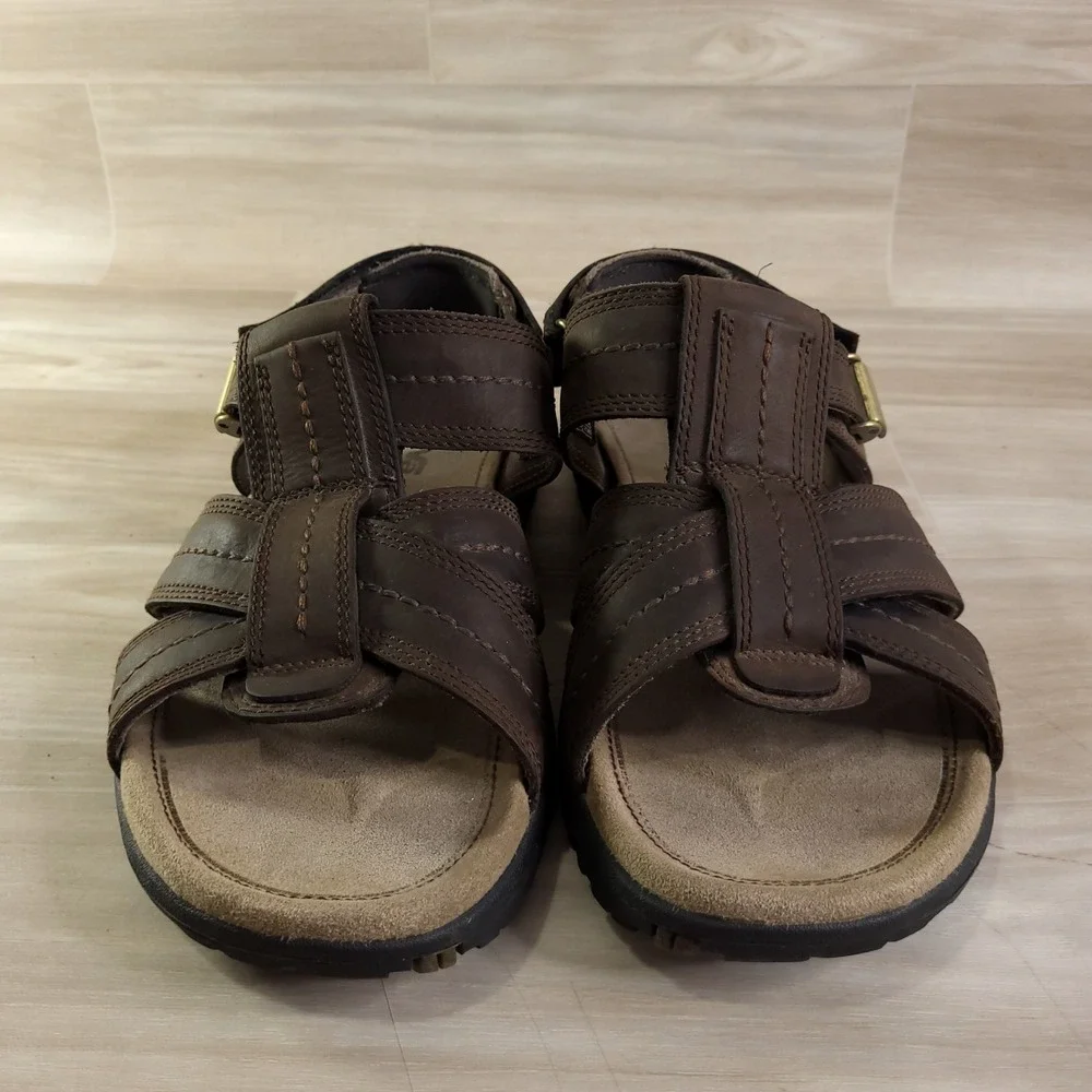 Teva Leather Fisherman Sandals Mens 11 Brown Waterproof ShocPad Strappy Hiking